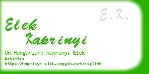 elek kaprinyi business card